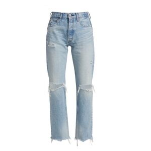 Moussy Vintage Odessa High-Rise Distressed Wide Straight-Leg Jean
